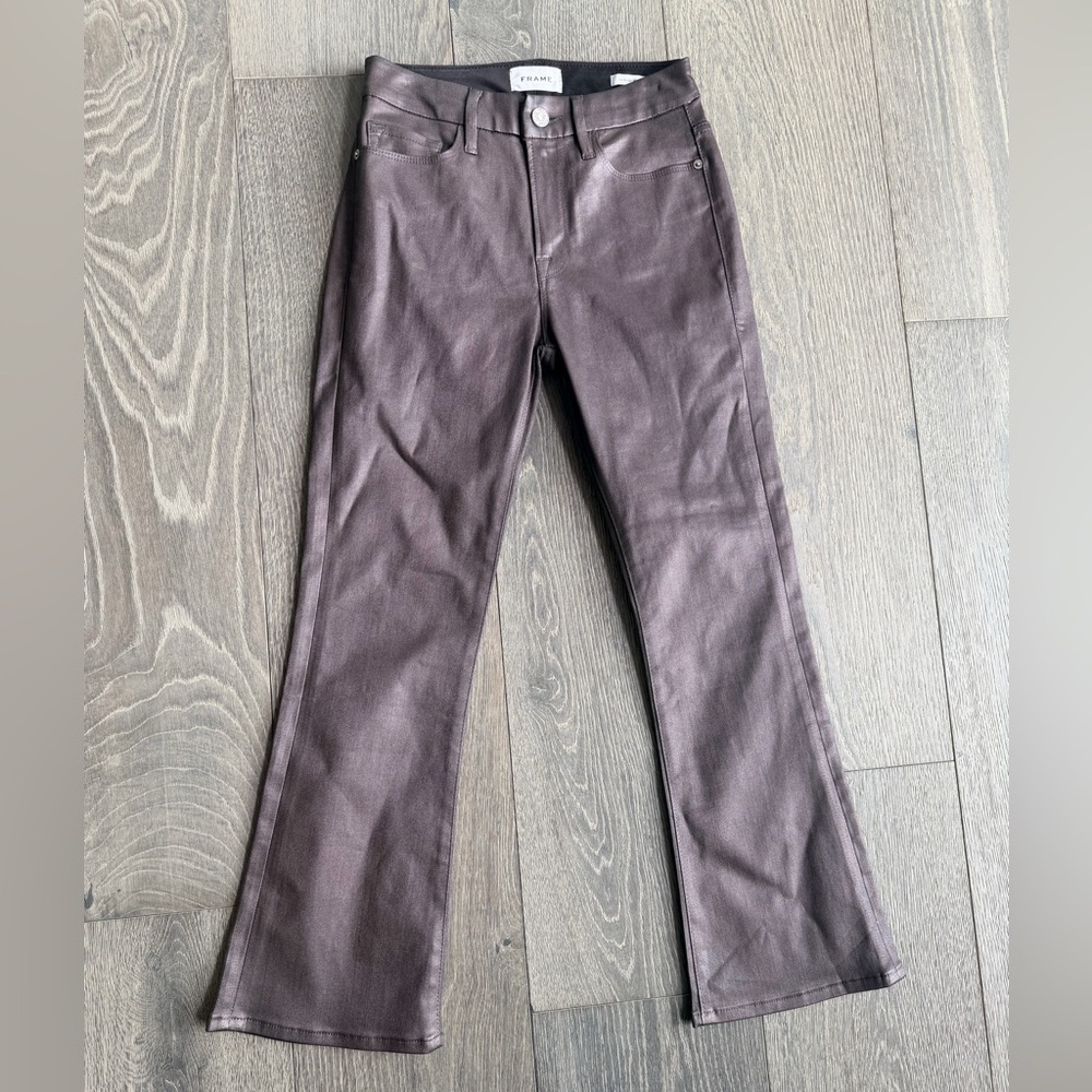 Frame Le Crop Mini Boot Jean in Mahogany Sparkle Brown Size 27